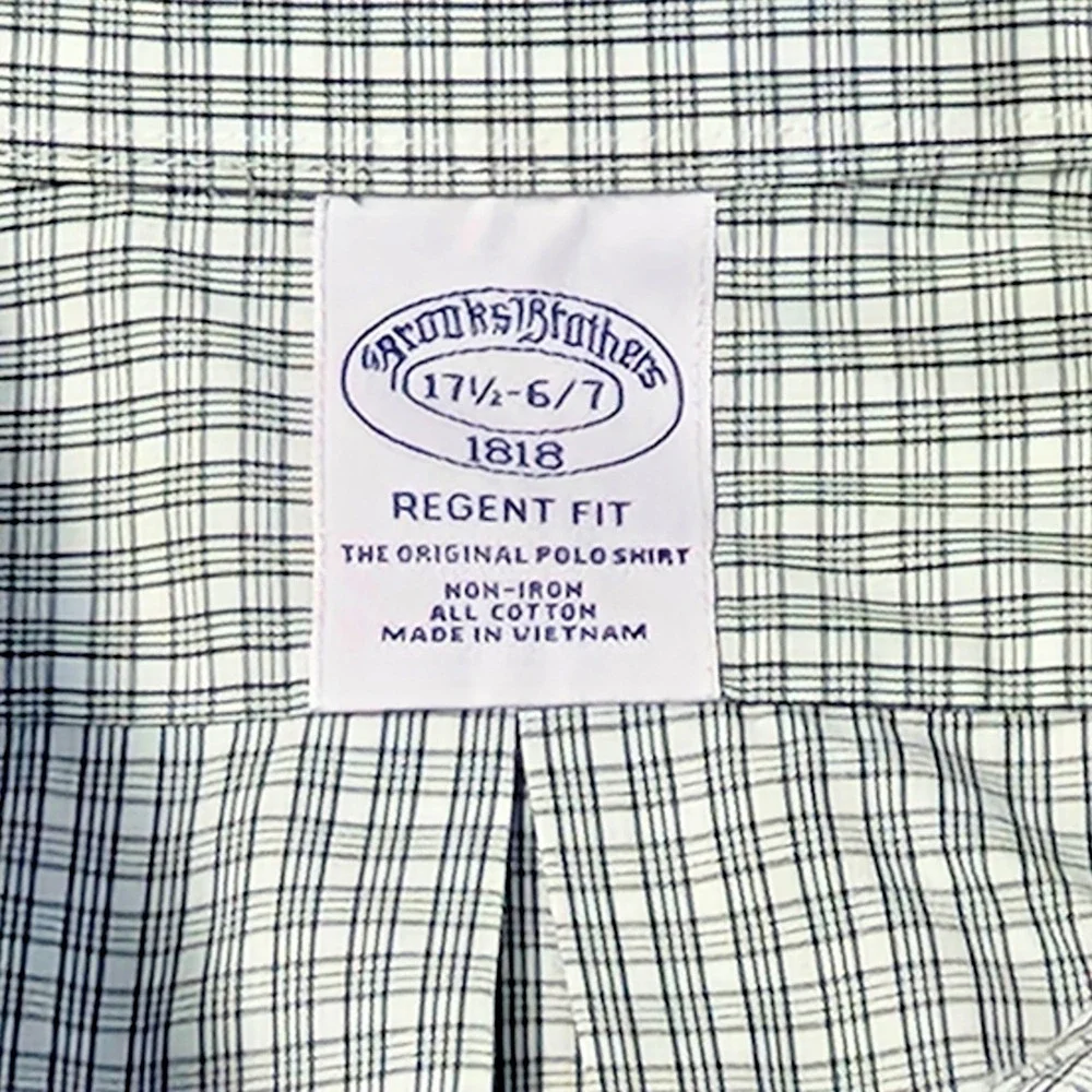 Brooks Brothers Regent Fit Cotton Polo Shirt Dress‎ Mens 17.5-36/7 Green Plaid